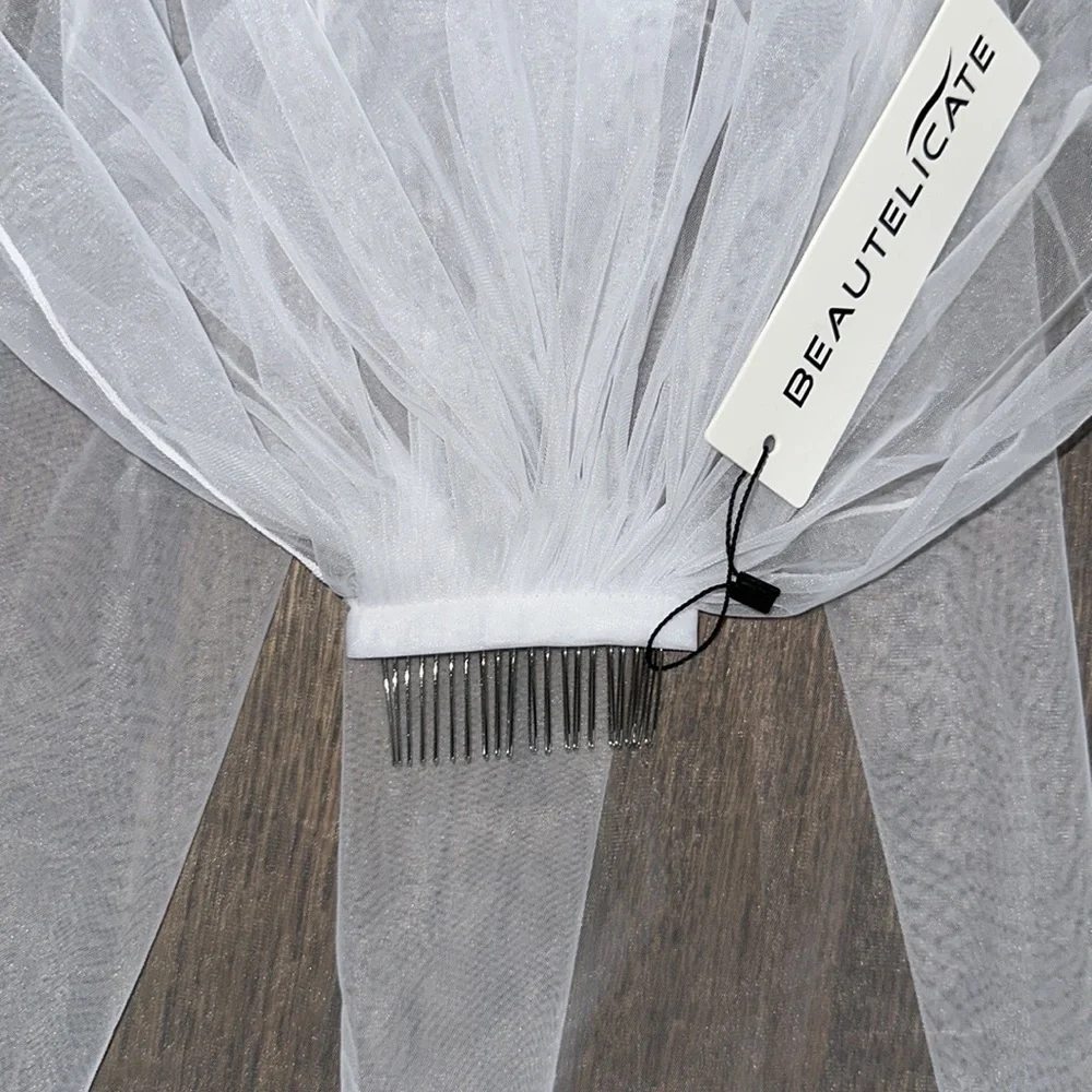 NWT White Bridal Wedding 39 Inch Hair Comb Veil